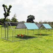 Extra Large Chicken Coop Run Pen Poultry Cage Hen House w/ Cover, 9x24ft, Metal, Walk in