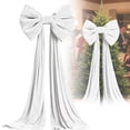 thumbnail image 1 of Extra Large Christmas Bow, Christmas Tree Topper Decorations, White 160X40Cm Velvet Bow for Front Door Stairway Living Room, Festive Holiday Decoration with Flowing Ribbon Tails, 1 of 6
