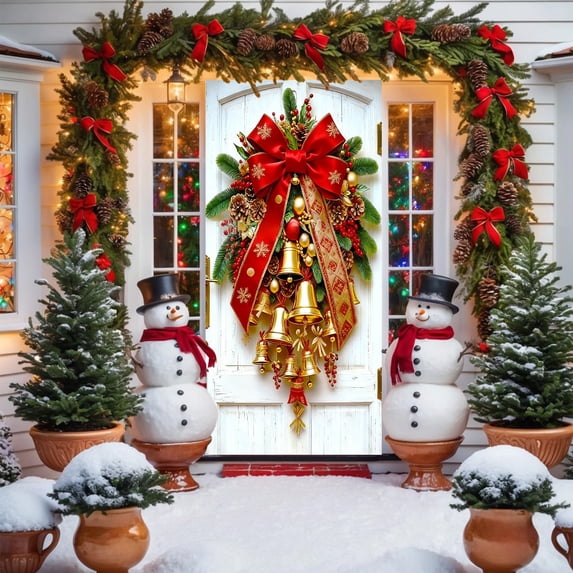 Extra Large Christmas Door Curtain 70x35 Inches - Santa Claus Printed Holiday Door Hanging Decor for Home/Office/Storefront, Lightweight Nylon Reusable Door Cover with Ties