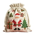 thumbnail image 1 of Extra Large Christmas Drawstring Present Bag with Santa Motif White Cord, Jumbo Holiday Gift Sack for Candy Apples and Seasonal Decorations, 1 of 6