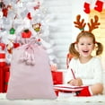 thumbnail image 1 of Extra Large Christmas Gift Bags 27x20 Inch - Reusable Fabric Drawstring Storage Bags with Bells for Holiday Decorations, Xmas Party Supplies, Santa Themed Present Wrapping (Pink), 1 of 6
