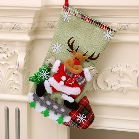 Extra Large Christmas Stocking 12.4" - Heavy Duty Santa Sock for Fireplace/Tree Decor (Jumbo Gift Candy Bag with Hanging Loop)