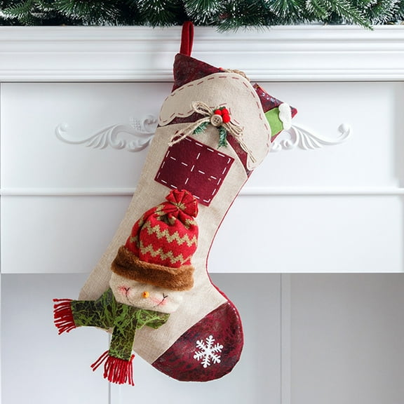 Extra Large Christmas Stocking with Santa Design, Giant Holiday Gift Bag Decor, Oversized Hanging Sock for Fireplace Mantle and Christmas Party Display