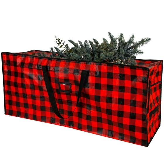 Extra Large Christmas Tree Storage Bag With Handles Zippered Storage Tote Durable Storage Container For Christmas Tree Wreaths Garland And Holiday Decor Buffalo Plaid