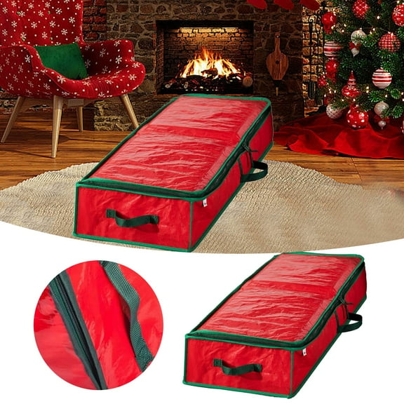 Extra Large Christmas Tree Storage Bag, Heavy Duty Waterproof Zippered Container for Artificial Xmas Tree & Wrapping Paper Organizer, Durable Foldable Duffle with Strong Handles