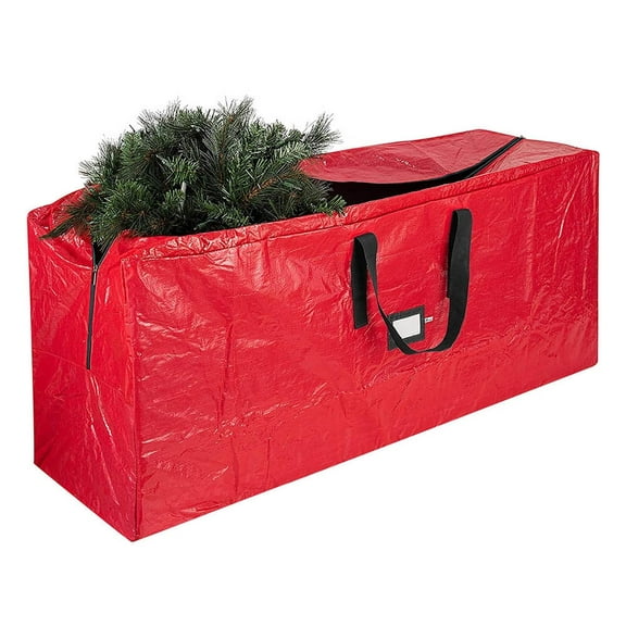 Extra Large Christmas Tree Storage Bag with Wheels - Heavy Duty 165cm Waterproof Cover for Artificial Trees & Holiday Decor (Red Organizer)