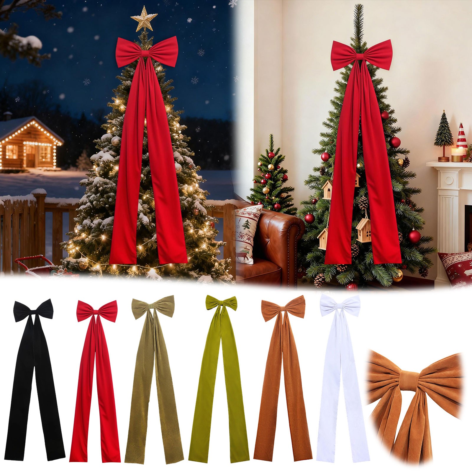 Extra Large Christmas Tree Topper Bow 71" Christmas Red Ribbon Bow ...