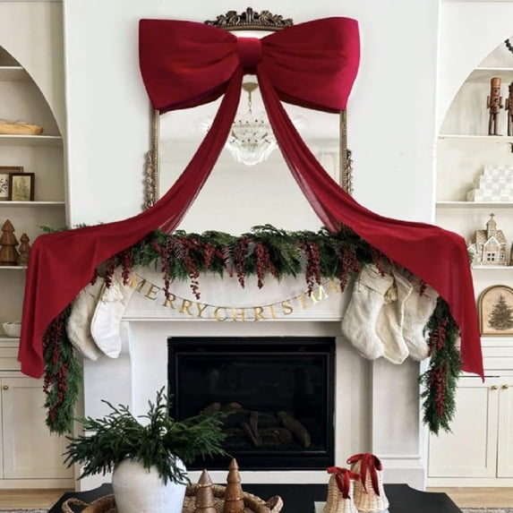 Extra Large Christmas Tree Topper Bow,86.4 Inch Oversized Large Bow Decorative for Room Wall Backdrop Party Birthday Baby Shower Decor Front Door Patio Outdoor Wedding Arch Supply