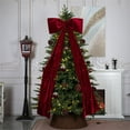 thumbnail image 1 of Extra Large Christmas Tree Topper Bow Christmas Giant Red Bow Decoration with Long Streamers Huge Oversized Topper Decor for Xmas Tree Holiday Party Door Wall 70*180cm Wine, 1 of 6