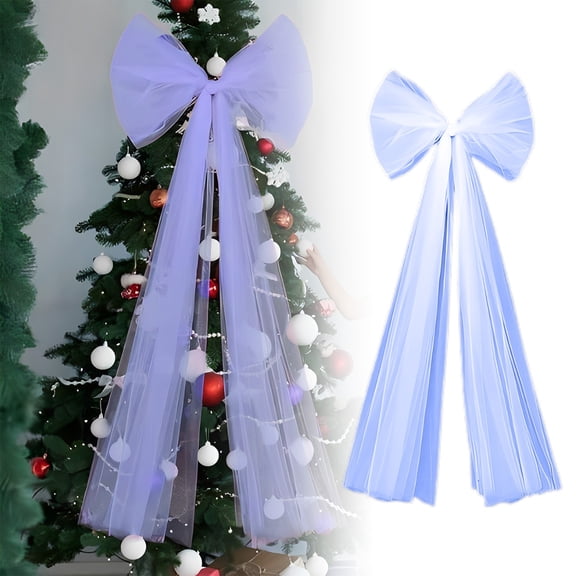 Extra Large Christmas Tree Topper Bow Giant Oversized Tree Bows Tulle Christmas Wreath Bow with Long Streamers for Home Party Wedding Car Holiday Decor Supplies,Purple