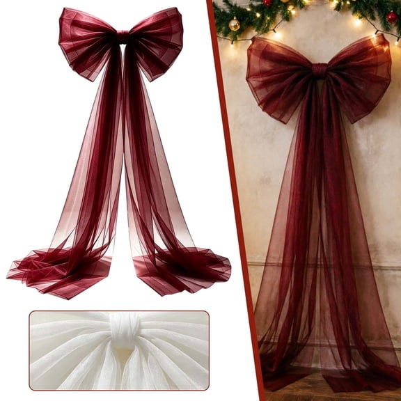 Extra Large Christmas Tree Topper Bows Decor Bow Giant Christmas Bow, Big Xmas Tree Topper Bow, Winter, Front Door Bow Party Decor, Wall Backdrop Room Decoration