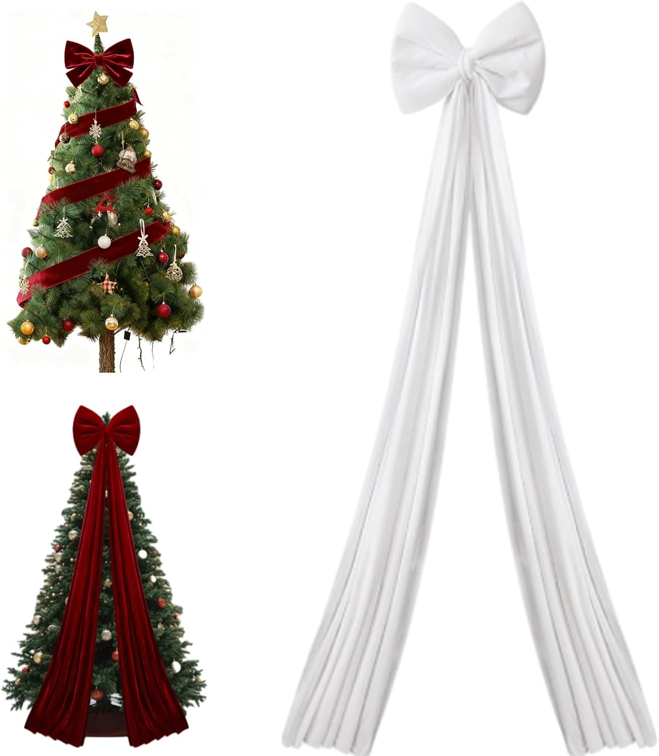Extra Large Christmas Tree Topper Red Velvet Bow, 15.74 * 78.74in ...