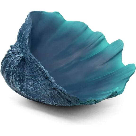 Extra Large Clam Shells Decorative Bowl-Caribbean Blue Sea Shells Decorative Storage Bowls for Coastal Beach theme house table centerpiece decorations & Nautical decor for coffee table-12.4"-1PC