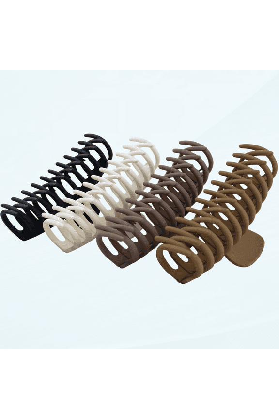 Extra Large Claw Clips for Thick Hair, 5.25 lnch Strong Hold Hair Clips for Women, Extremely Big Hair Claw Clips for Women and Girls, Matte Claw Clips, Neutral Hair Clamps, 4 Pack