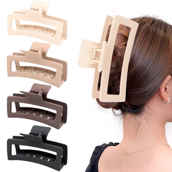 Extra Large Claw Clips for Thick Hair in Neutral Colors 4 Pack Jumbo Clips