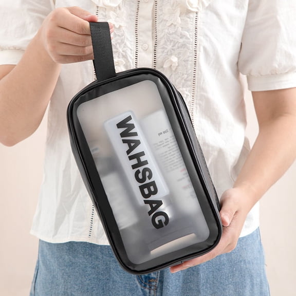 Extra Large Clear Cosmetic Makeup Bag, Waterproof Clear Toiletry Carry Pouch Makeup Artist Bag Diaper Bag, Transparent PVC Tote Shoulder Bag Stadium Approved for Men & Women,Cosmetic Storage Bag