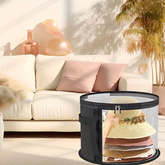 Extra Large Clear Hat Storage Box Organizer, Stores 7 Hats, Unisex Travel-Friendly With Handles
