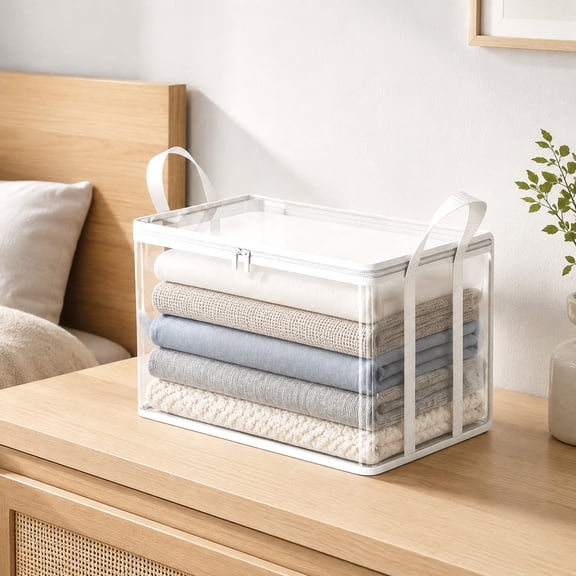 Extra Large Clear Heavy Duty Moving Bags, Clear Storage Bins with Lids, Reinforced Handles & Heavy-Duty Zippers Moving Boxes Storage Bags Totes for Clothes Packing, Dorms, College Supplies 1PCS