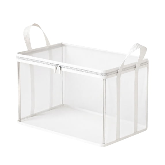 Extra Large Clear Heavy Duty Storage Bags 11.81x8.66x9.06 Inch with Zipper and Handles, Thick Foldable Closet Organizer for Clothes Blankets Moving, Storage
