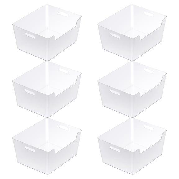 Extra Large Clear Open Storage Bins by Simply Tidy – 14" x 12" Plastic Organizer Bins with Integrated Handles for Craft - Office & Home Use - 6 Pack