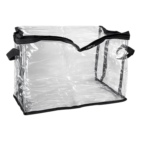 Extra Large Clear Zipper Storage Bin with Carry Handles, Foldable Fabric Storage Container, Closet Under Bed Organizer for Bedding, Seasonal Clothes, Blankets, Household Textiles