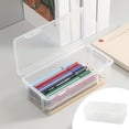 thumbnail image 1 of Extra Large Clear Stackable Plastic Pencil Box - Translucent Stationery Organizer for Gel Pens Crayons Markers Erasers, Art Supply Storage Box for Home Office Drawing & Craft Use, 8*4*2in, Clear, 1 of 7