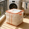thumbnail image 1 of Extra Large Clear Zippered Clothing Storage Bags with Handles for Blankets Quilt Moving Packing Box Home Organizer Dust Proof Orange, 1 of 5