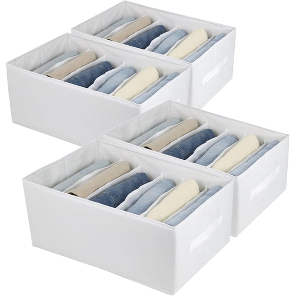 Extra Large Clothes Closet Organizer 6 Compartments for Jean Sweater Sheets to Shirt - Divided Clothing Storage Boxes for Closet, Wordrobe, Bedroom, Shelf