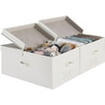 thumbnail image 1 of Extra Large Storage Bins with Lids, 55L Decorative Storage Bins with Double-Open Lid and Divider Board, Fabric Bins with Handles, Mixing of Beige, White & Ivory, 2-Pack, 1 of 10