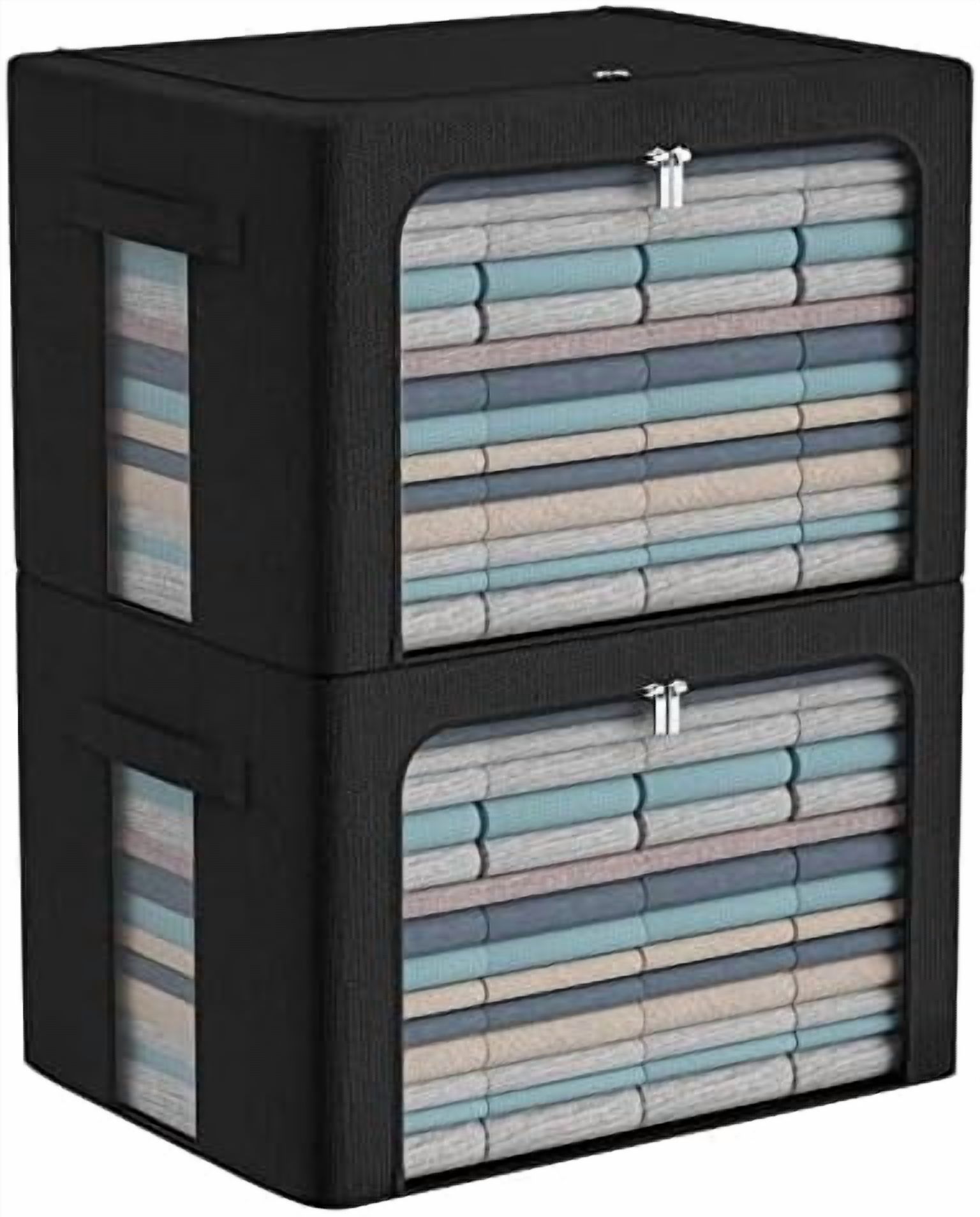 Extra Large Clothes Storage Bins Box - Linen Fabric Foldable Stackable ...