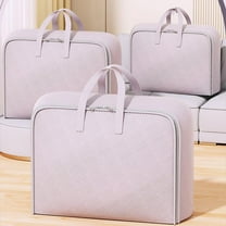 Extra Large Clothing Storage Bag 50x20x35cm Purple Cotton Moving Tote with Double Zipper Reinforced Handles Collapsible Waterproof Organizer for Travel College Dorm Closet Space Saving