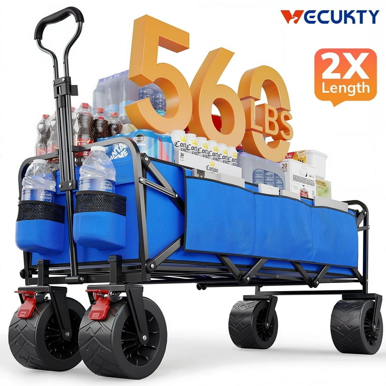 Vecukty Large Collapsible Folding Wagon Cart, 560 lbs Load