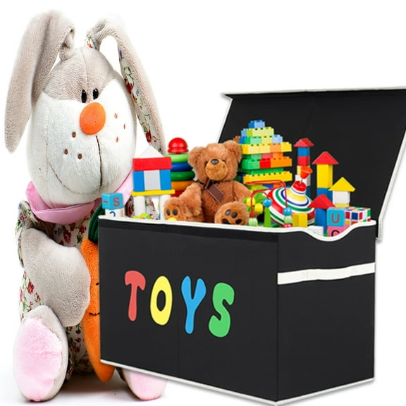Extra Large Collapsible Toy Box (Patents Pending) - Sturdy Kids Toy Chest with Lid, Toddler Storage Bins for Living Room/Bedroom/Nursery & Gift Wrap Storage