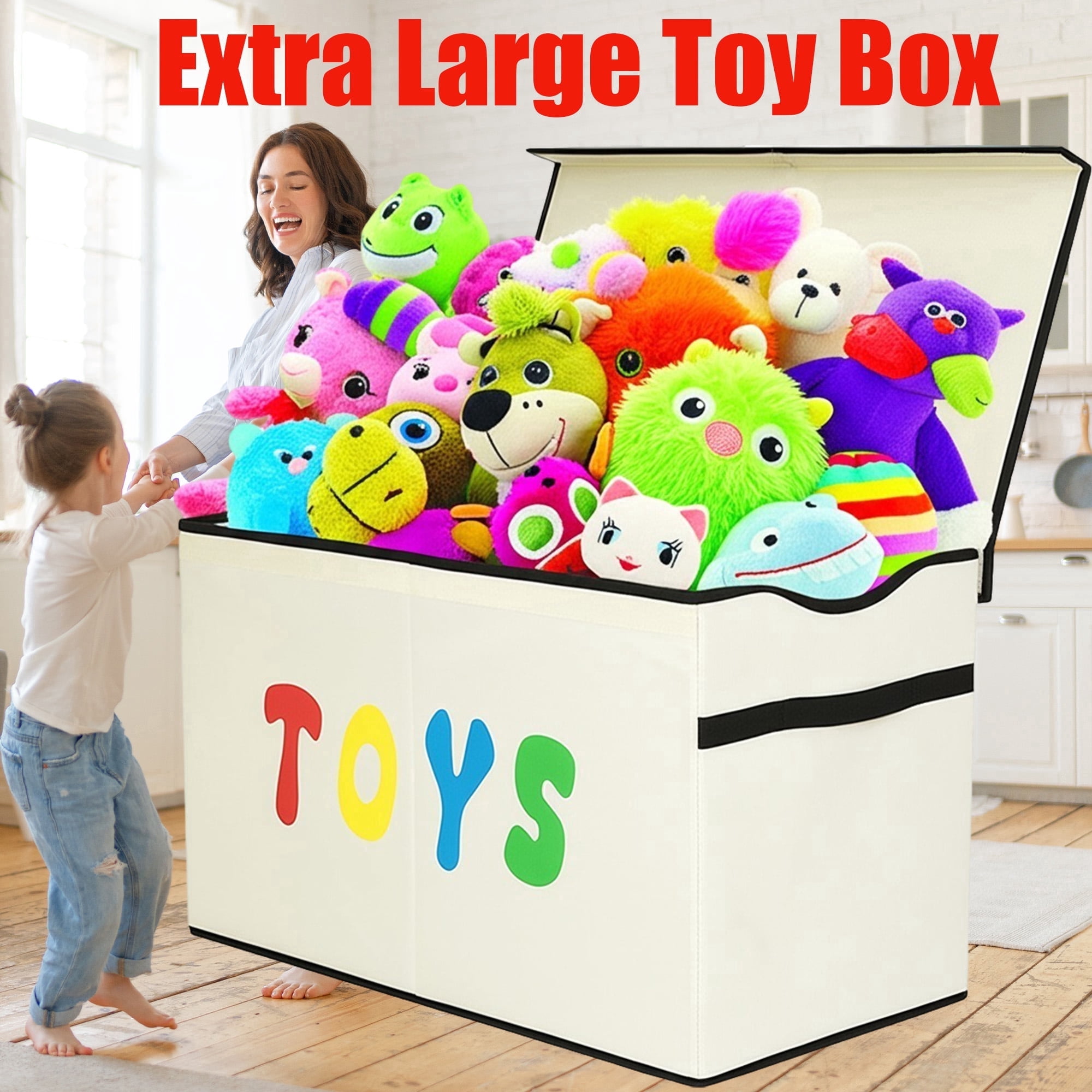 VICTORICH Sturdy Toy Chest for Kids, Large Collapsible Storage Organizer Box with Lids for Boys and Girls
