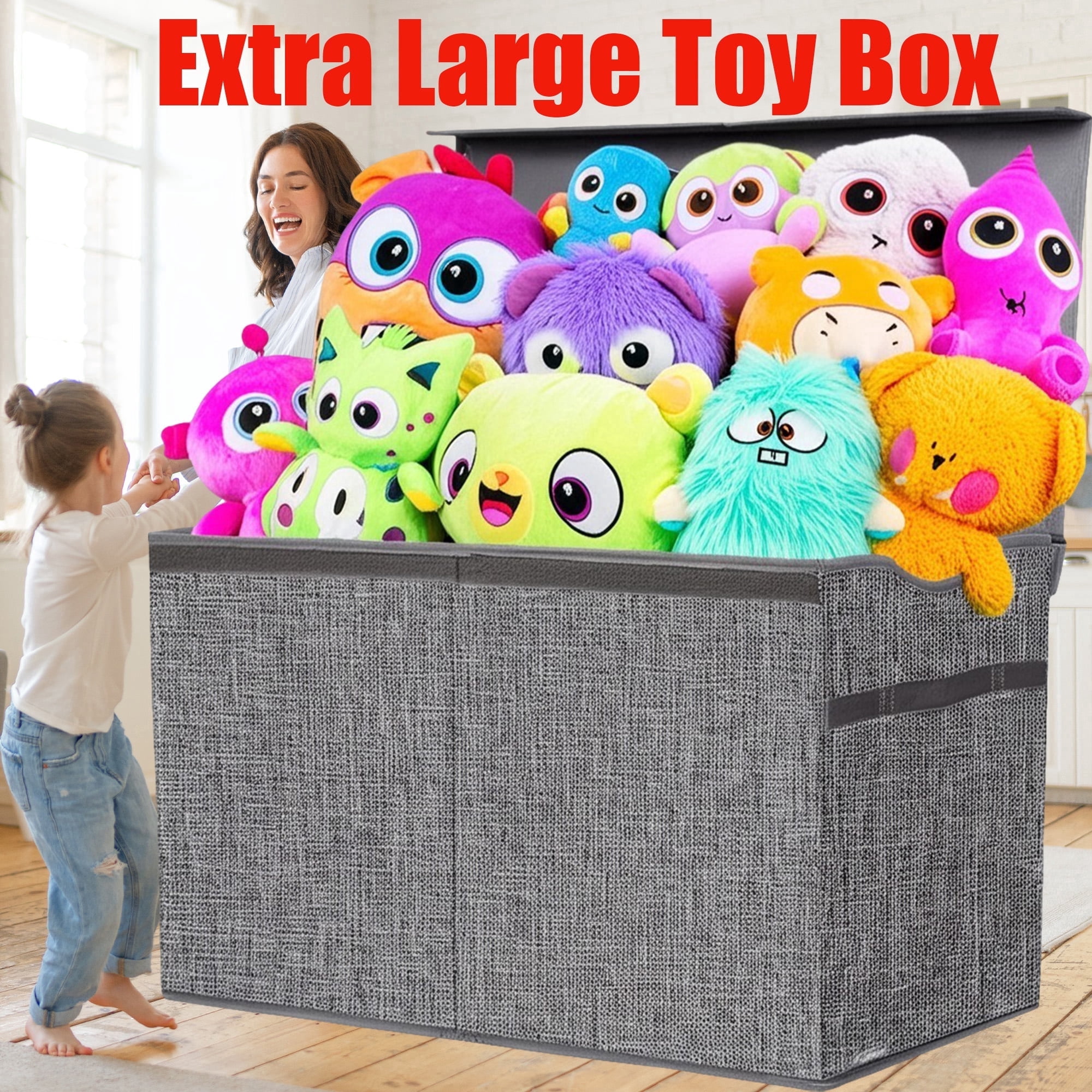 VICTORICH Sturdy Toy Chest for Kids, Large Collapsible Storage Organizer Box with Lids for Boys and Girls
