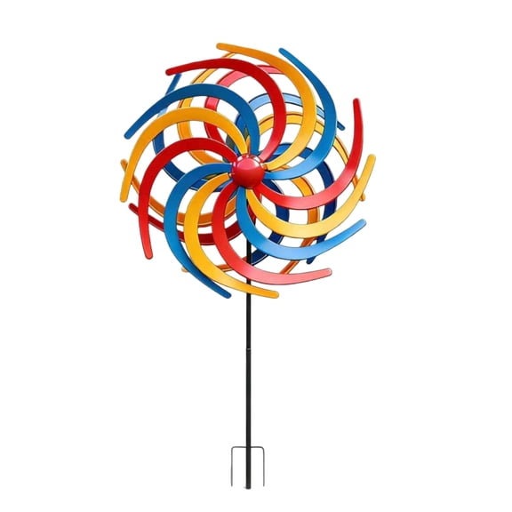 Extra Large Colorful Metal Courtyard Windmill Decorative Garden Stake, Rust-Proof Outdoor Kinetic Wind Spinner Modern Art for Lawn Patio and Yard Decor multicolor 29" X 12"