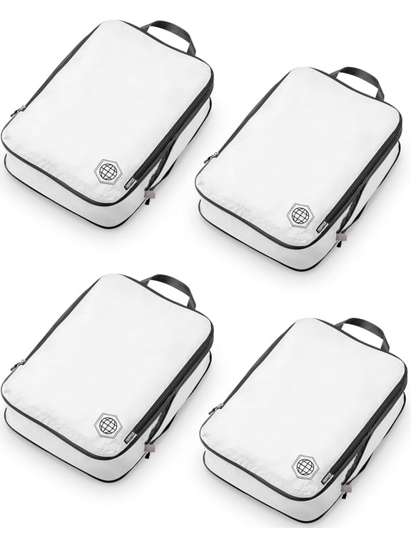 4-Piece Extra-Large Compression Packing Cubes for Luggage, White