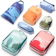 TRIPPED Travel Gear 7-Piece Extra-Large Compression Packing Cubes for Luggage, Travel Graphic