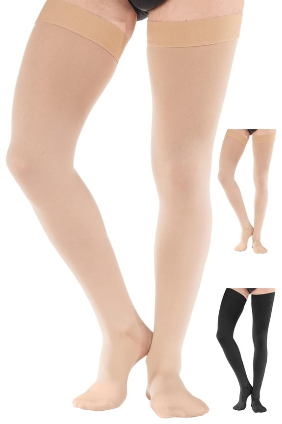 Extra Large Compression Stockings Men 20-30 mmHg for DVT - Beige, 5X-Large