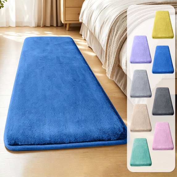 Extra Large Coral Fleece Bath Mat, Soft Shaggy Absorbent Bathroom Rug with Non-Slip Latex Backing, Quick-Dry Machine-Washable Floor Carpet for Tub, Shower, Vanity, or Bedroom, 47in, Black