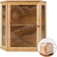 thumbnail image 1 of Extra Large Corner Bread Box, 100 Bread bags with ties ＆ Corner Bread Box for Kitchen Counter, Bamboo Wood Large Capacity Bread Storage Bin for Kitchen Counter, 1 of 6