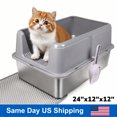 thumbnail image 1 of Extra Large Covered Cat Toilet Pan, 24inch XXL Capacity with Deep Walls to Prevent Mess, Anti-Spread Tracking Base, Complete Set with Scoop and Washable Mat, 1 of 7