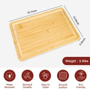 GL-Bamboo Extra Large Bamboo Cutting Board, 15.7 x 10.6 x 0.9 in, Juice Groove