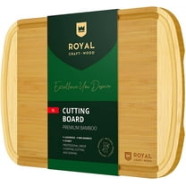 Royal Craft Wood Extra Large Bamboo Cutting Board – Wooden Chopping Board for Kitchen Prep, Butcher Block with Juice Groove – Charcuterie Tray for Meat, Vegetables, Fruit & Cheese (18" x 12")
