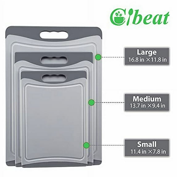 Extra Large Cutting Board, Dishwasher Safe Chopping Boards With JuiceGrooves and Easy Grip Handle, BPA Free, 3 Pieces Plastic Cutting Board Set