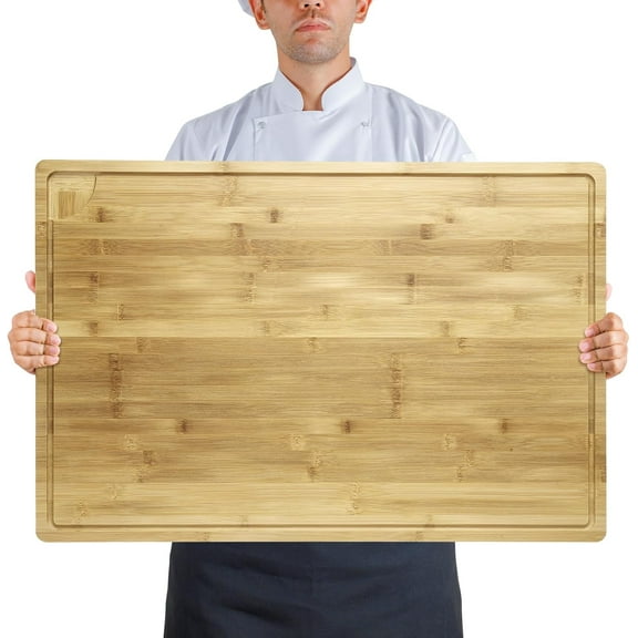 Extra Large Cutting Board for Kitchen, 30 x 20 Inch Bamboo Wood Cutting Board With Juice Groove and Handles, Chopping Board Over Sink Board for Meat, Vegetables, Turkey Carving, Bbq