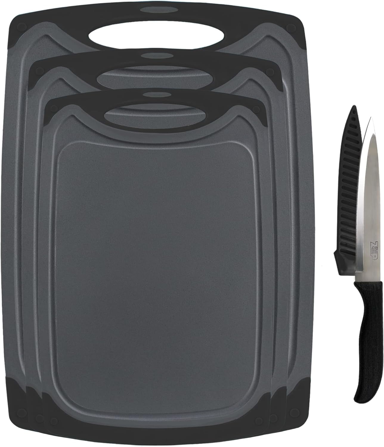 Extra Large Cutting Board Set of 4 with Knife Plastic Chopping Boards