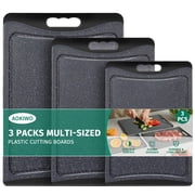 Extra Large Cutting Boards, AOKIWO Plastic Cutting Boards for Kitchen Set of 3Meat, Veggies Cutting Board Set Dishwasher Chopping Board with Juice Grooves Easy-Grip Handles, Dark Grey