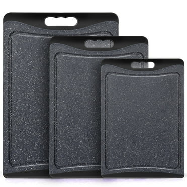 Extra Large Cutting Boards, AOKIWO 3 Packs Non-Slip Plastic Cutting Boards for Kitchen Dishwasher Safe w/Juice Grooves for Meat, Veggies- Dark Grey