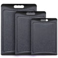 thumbnail image 1 of Extra Large Cutting Boards, AOKIWO Plastic Cutting Boards for Kitchen (Set of 3)Meat, Veggies Cutting Board Set Dishwasher Chopping Board with Juice Grooves Easy-Grip Handles, Dark Grey, 1 of 9